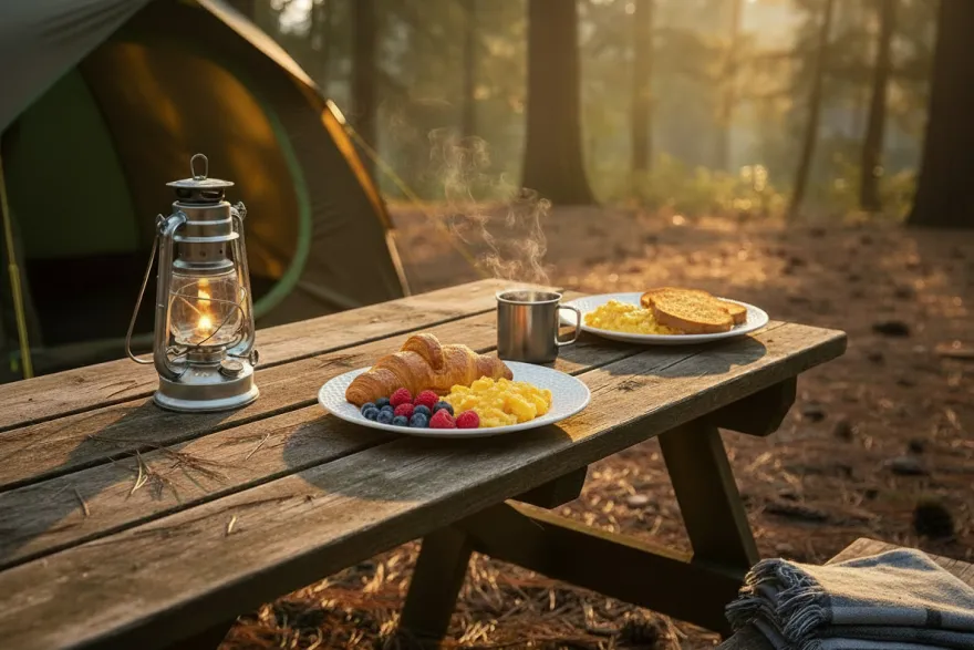 Cookinglife Ontbijtborden / Dessertborden - CampVibe - Outdoor - Kunststof - Onbreekbaar - Wit ø 21 cm - 4 Stuks