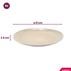 Cookinglife Ontbijtborden / Dessertborden Nola Sand ø 21 cm - 6 Stuks