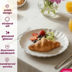 Cookinglife Ontbijtborden / Dessertborden Cardida Off White ø 19.5 cm - 6 Stuks