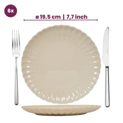 Cookinglife Ontbijtborden / Dessertborden Cardida Beige ø 19.5 cm - 6 Stuks