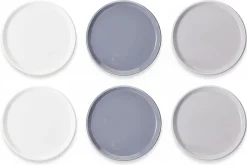 Cookinglife Ontbijtborden / Dessertborden Siaki - Wit / Blauw / Grijs ø 19 cm - Porselein - 6 stuks