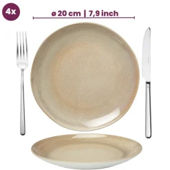 Cookinglife Ontbijtborden / Dessertborden Serene Zand ø 20 cm - Aardewerk - 4 stuks