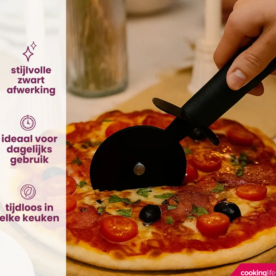 Cookinglife Pizzasnijder Zwart 22 cm