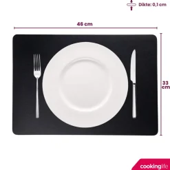 Cookinglife Placemats - Afwasbaar - Zwart - 46 x 33 cm - 6 stuks