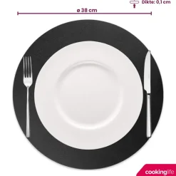 Cookinglife Placemats - Afwasbaar - Zwart - ø 38 cm - 6 stuks
