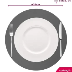 Cookinglife Placemats - Dubbelzijdig - Afwasbaar - Grijs / Roze ø 38 cm - 6 Stuks
