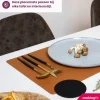 Cookinglife Placemats - Dubbelzijdig - Afwasbaar - Cognac / Zwart 46 x 33 cm - 6 Stuks