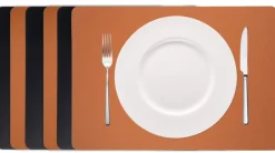 Cookinglife Placemats - Dubbelzijdig - Afwasbaar - Cognac / Zwart 46 x 33 cm - 6 Stuks