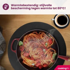 Cookinglife 6 Placemats + 6 Onderzetters - Rond - Afwasbaar - Zwart