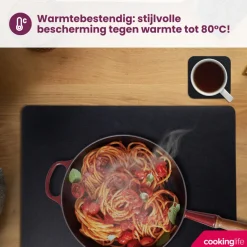 Cookinglife 6 Placemats + 6 Onderzetters - Afwasbaar - Zwart