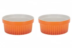 Cookinglife Ramekins / Soufflébakje / Creme Brulee Schaaltjes - Oranje - Porselein - ø 11cm - 2 Stuks