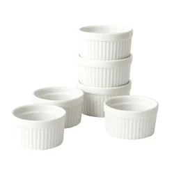 Cookinglife Ramekins / SoufflΓ©bakje / Creme Brulee Schaaltjes - Wit ΓΈ 9 cm - 6 stuks