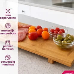 Cookinglife Serveerplank / Tapasplank op pootjes - XL - Bamboe - 88 x 26 cm
