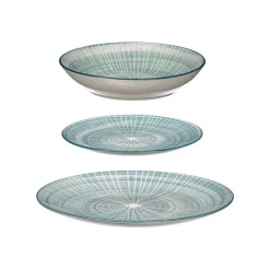 Cookinglife Serviesset Cala Blauw 12-delig / 4 personen - 4 dinerborden, 4 ontbijtborden en 4 diepe borden