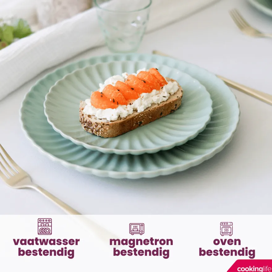 Cookinglife Serviesset Cardida Groen 18-delig / 6 personen - 6 dinerborden, 6 ontbijtborden en 6 kommen