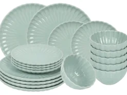 Cookinglife Serviesset Cardida Groen 18-delig / 6 personen - 6 dinerborden, 6 ontbijtborden en 6 kommen