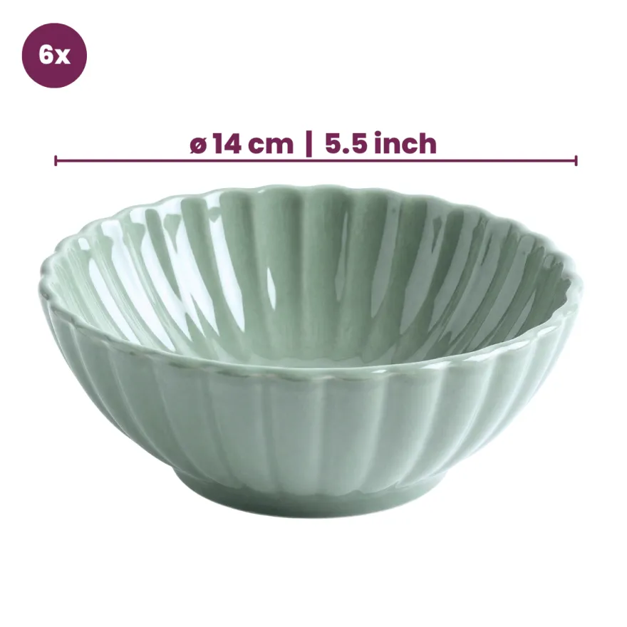 Cookinglife Serviesset Cardida Groen 18-delig / 6 personen - 6 dinerborden, 6 ontbijtborden en 6 kommen