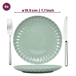 Cookinglife Serviesset Cardida Groen 18-delig / 6 personen - 6 dinerborden, 6 ontbijtborden en 6 kommen