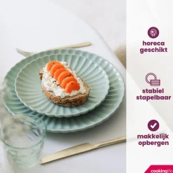 Cookinglife Serviesset Cardida Groen 18-delig / 6 personen - 6 dinerborden, 6 ontbijtborden en 6 kommen