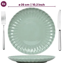 Cookinglife Serviesset Cardida Groen 18-delig / 6 personen - 6 dinerborden, 6 ontbijtborden en 6 kommen
