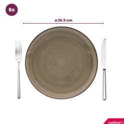 Cookinglife Serviesset Delice Grijs 18-delig / 6 personen - 6 dinerborden, 6 diepe borden en 6 ontbijtborden