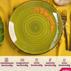 Cookinglife Serviesset Delice Groen 18-delig / 6 personen - 6 dinerborden, 6 diepe borden en 6 ontbijtborden