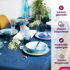 Cookinglife Serviesset Delice Blauw 18-delig / 6 personen - 6 dinerborden, 6 diepe borden en 6 ontbijtborden