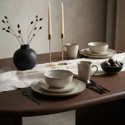 Cookinglife Serviesset Linen Beige 18-delig / 6 personen - 6 dinerborden, 6 ontbijtborden en 6 kommen