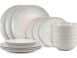 Cookinglife Serviesset Nola Beige reactive glaze 18-delig / 6 personen - 6 dinerborden, 6 ontbijtborden en 6 kommen