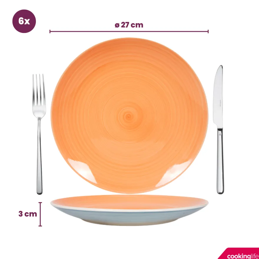 Cookinglife Serviesset Pastel Harmony 18-delig / 6 personen - 6 dinerborden, 6 ontbijtborden en 6 diepe borden