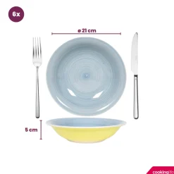 Cookinglife Serviesset Pastel Harmony 18-delig / 6 personen - 6 dinerborden, 6 ontbijtborden en 6 diepe borden