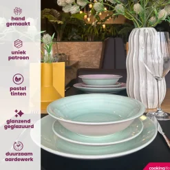 Cookinglife Serviesset Pastel Harmony 18-delig / 6 personen - 6 dinerborden, 6 ontbijtborden en 6 diepe borden