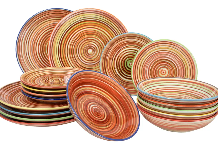Cookinglife Serviesset Rhythm & Lines 18-delig / 6 personen - 6 dinerborden, 6 ontbijtborden en 6 diepe borden