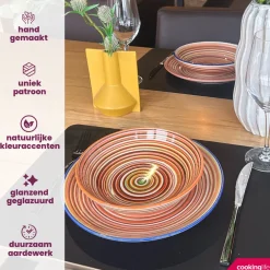 Cookinglife Serviesset Rhythm & Lines 18-delig / 6 personen - 6 dinerborden, 6 ontbijtborden en 6 diepe borden