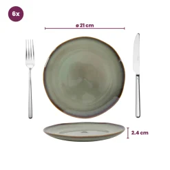 Cookinglife Serviesset Sabi Groen 18-delig / 6 personen - 6 dinerborden, 6 ontbijtborden en 6 kommen