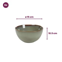 Cookinglife Serviesset Sabi Groen 18-delig / 6 personen - 6 dinerborden, 6 ontbijtborden en 6 kommen