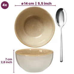 Cookinglife Serviesset Serene Zand 12-delig / 4 personen - 4 dinerborden, 4 ontbijtborden en 4 kommen