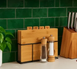 Cookinglife Snijplankenset Bamboe met houder 5-delig
