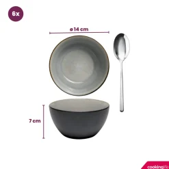 Cookinglife Soepkommen / Kommen Nola Warm Grey ø 14 cm - 6 stuks