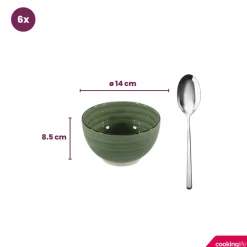 Cookinglife Soepkommen / Kommen Delice Groen ø 14 cm - 6 stuks