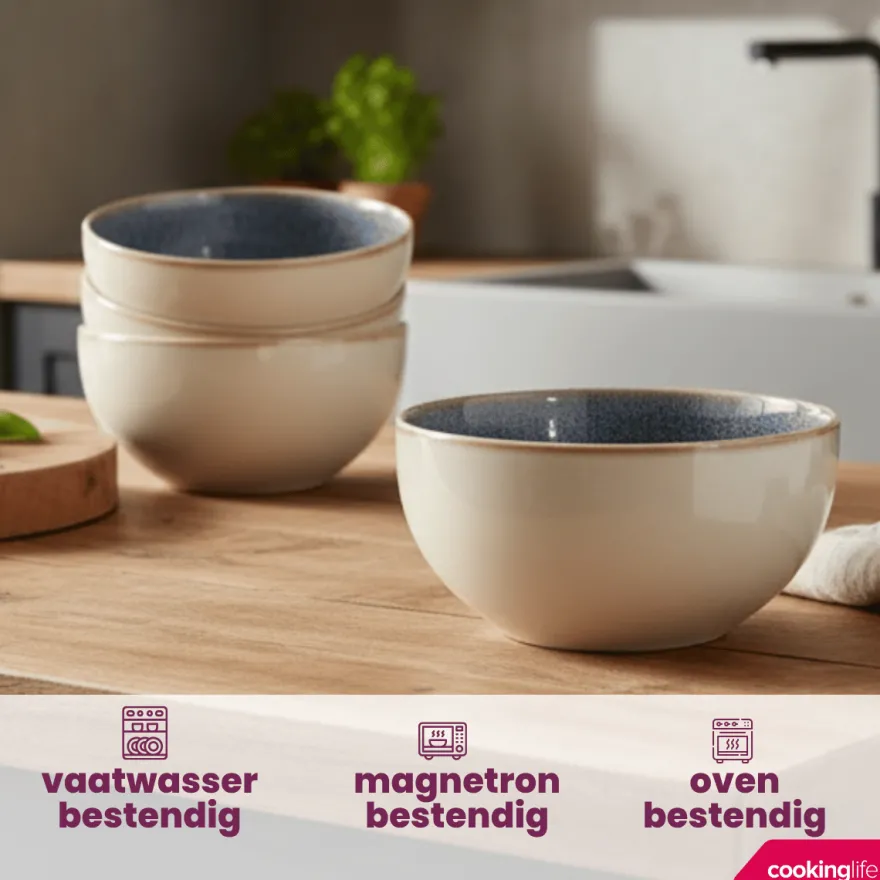 Cookinglife Soepkommen / Kommen Serene Blue ø 14 cm - Aardewerk - 4 stuks