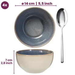Cookinglife Soepkommen / Kommen Serene Blue ø 14 cm - Aardewerk - 4 stuks