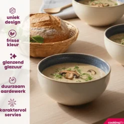 Cookinglife Soepkommen / Kommen Serene Blue ø 14 cm - Aardewerk - 4 stuks