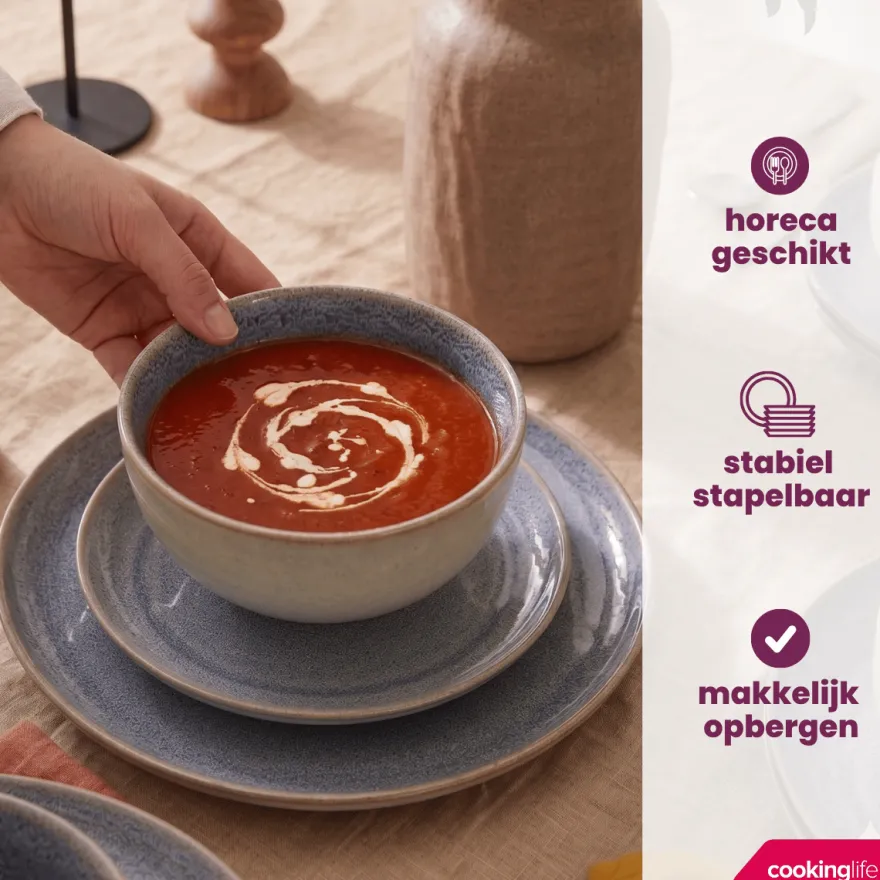 Cookinglife Soepkommen / Kommen Serene Blue ø 14 cm - Aardewerk - 4 stuks