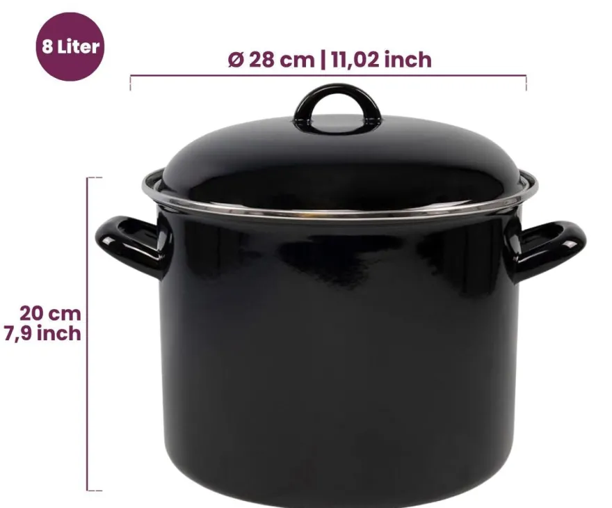 Cookinglife Soeppan - Emaille - Zwart - ø 24 cm / 8 liter - geëmailleerde anti-aanbaklaag