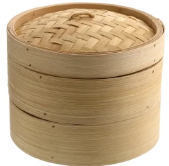 Cookinglife Stoommandje / Dim Sum Mandje - Bamboe - 3-Delig - ø 20 cm