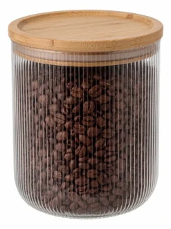 Cookinglife Voorraadpotten set Lines - Glas met Bamboe Deksel - 600 ml / 980 ml / 1750 ml - 3 stuks