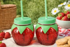 Cookinglife Waterglazen Aardbei 2 Stuks - Cocktailglazen met Rietjes