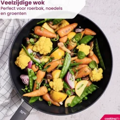 Cookinglife Wokpan Black Cera ø 28 cm - geschikt voor alle warmtebronnen - keramische anti-aanbaklaag