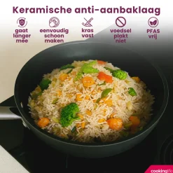 Cookinglife Wokpan ProForge ø 28 cm - geschikt voor alle warmtebronnen - keramische anti-aanbaklaag